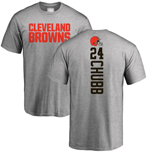 Men Cleveland Browns Nick Chubb Ash Jersey #24 NFL Football Backer T Shirt